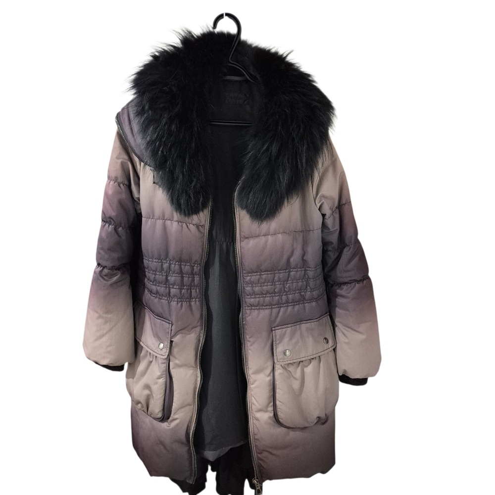 Rudsak Gradient Puffer Coat with Black Fur Detachable Collar